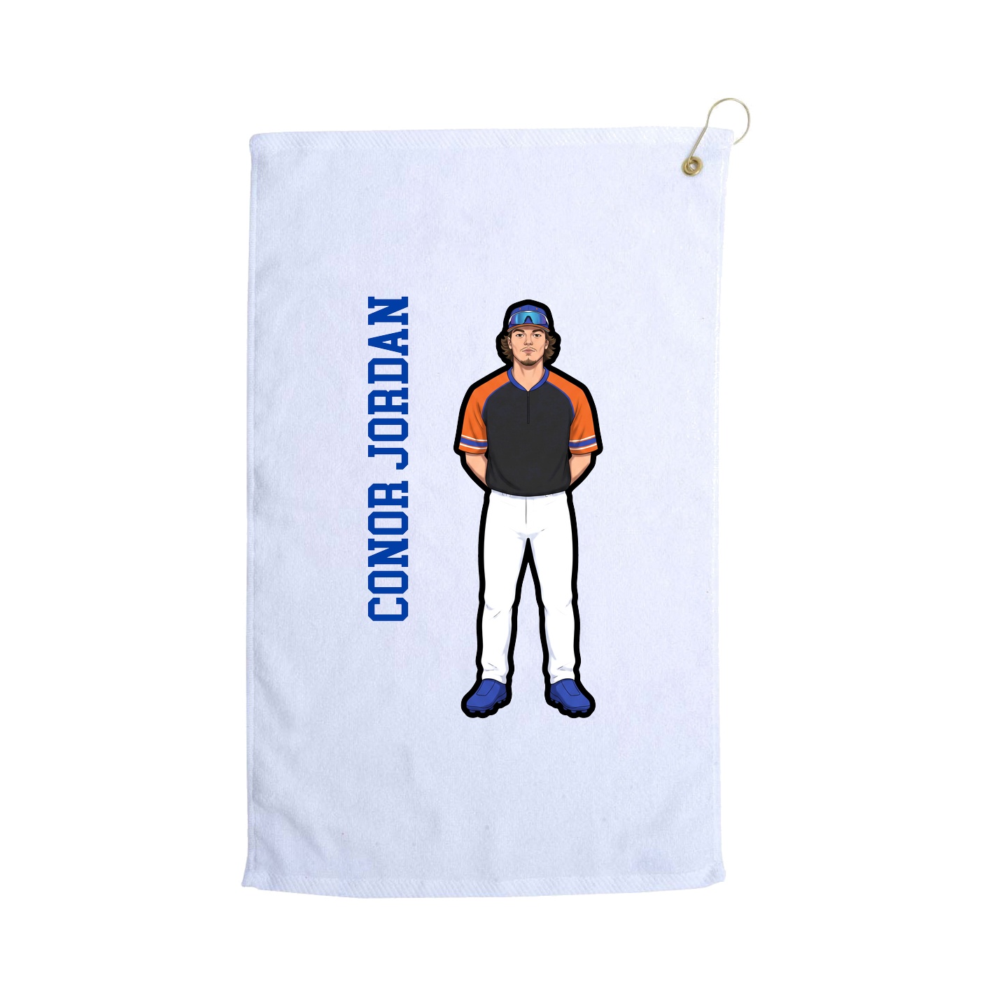 Golf Towel — Name Vertical in White