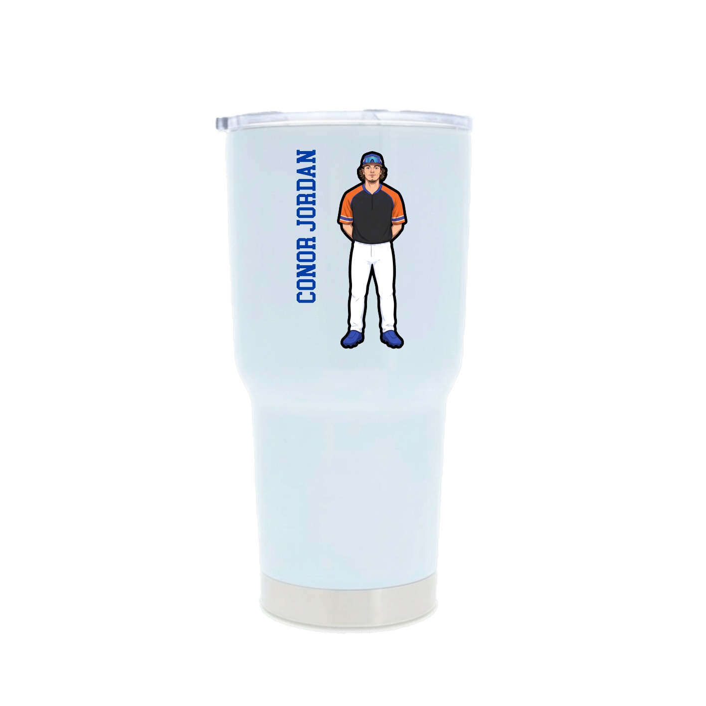 30oz Stainless Steel Tumbler — Name Vertical in White