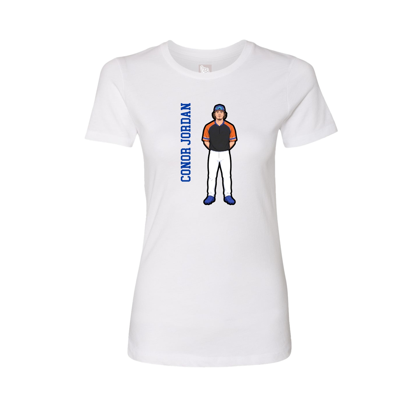 Fitted Women's Tee — Name Vertical in White