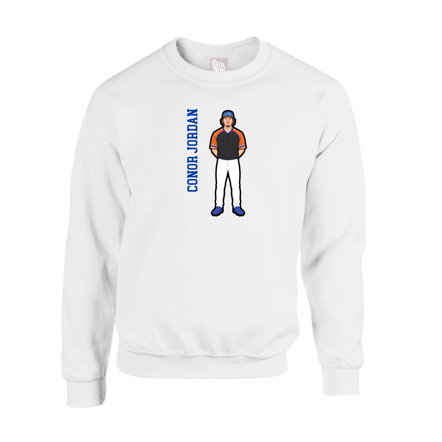 Fleece Crew — Name Vertical in White