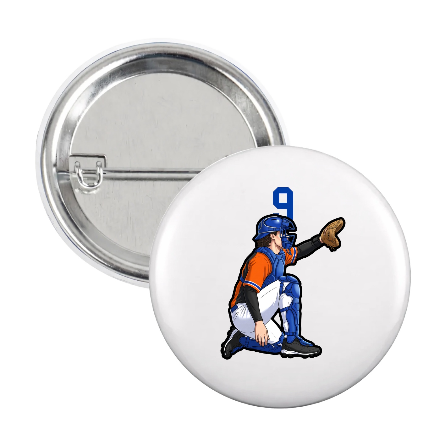 Game Day Button — Number Top in White