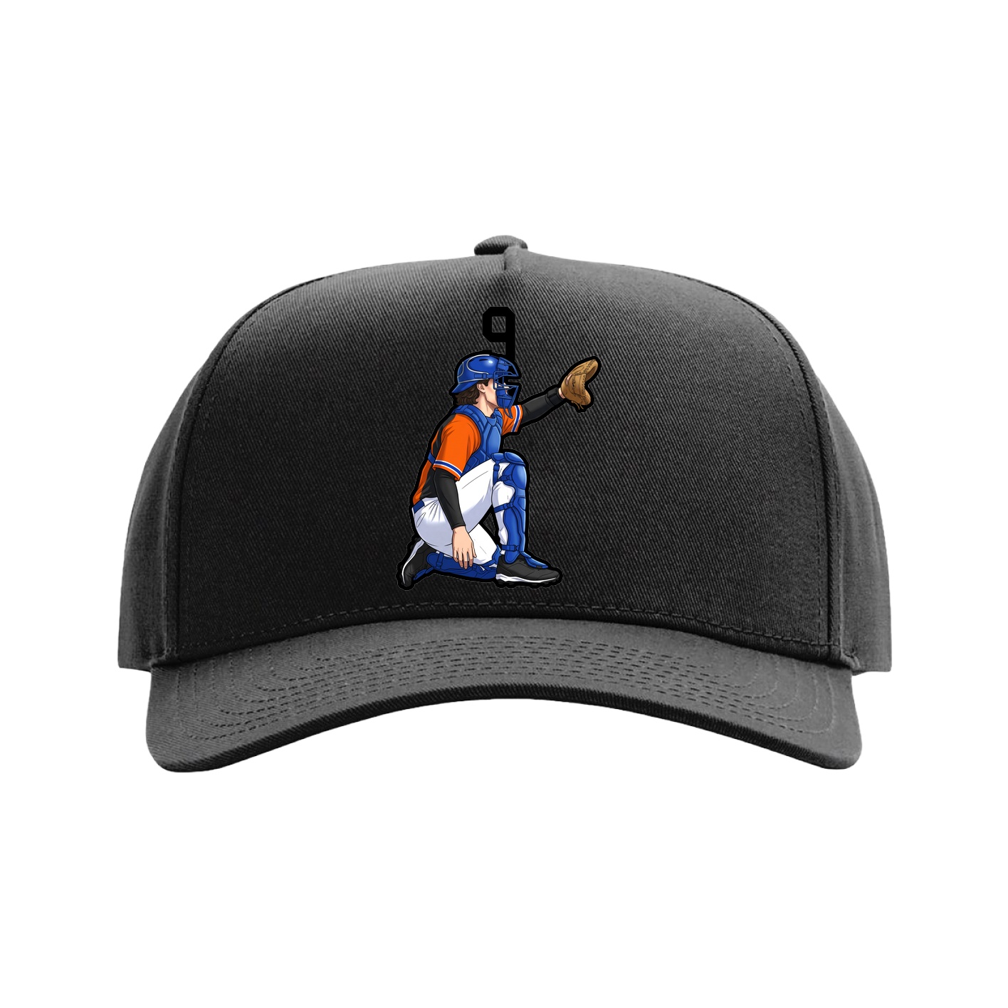 Full Fabric Five-Panel Champ Cap — Number Top in Black