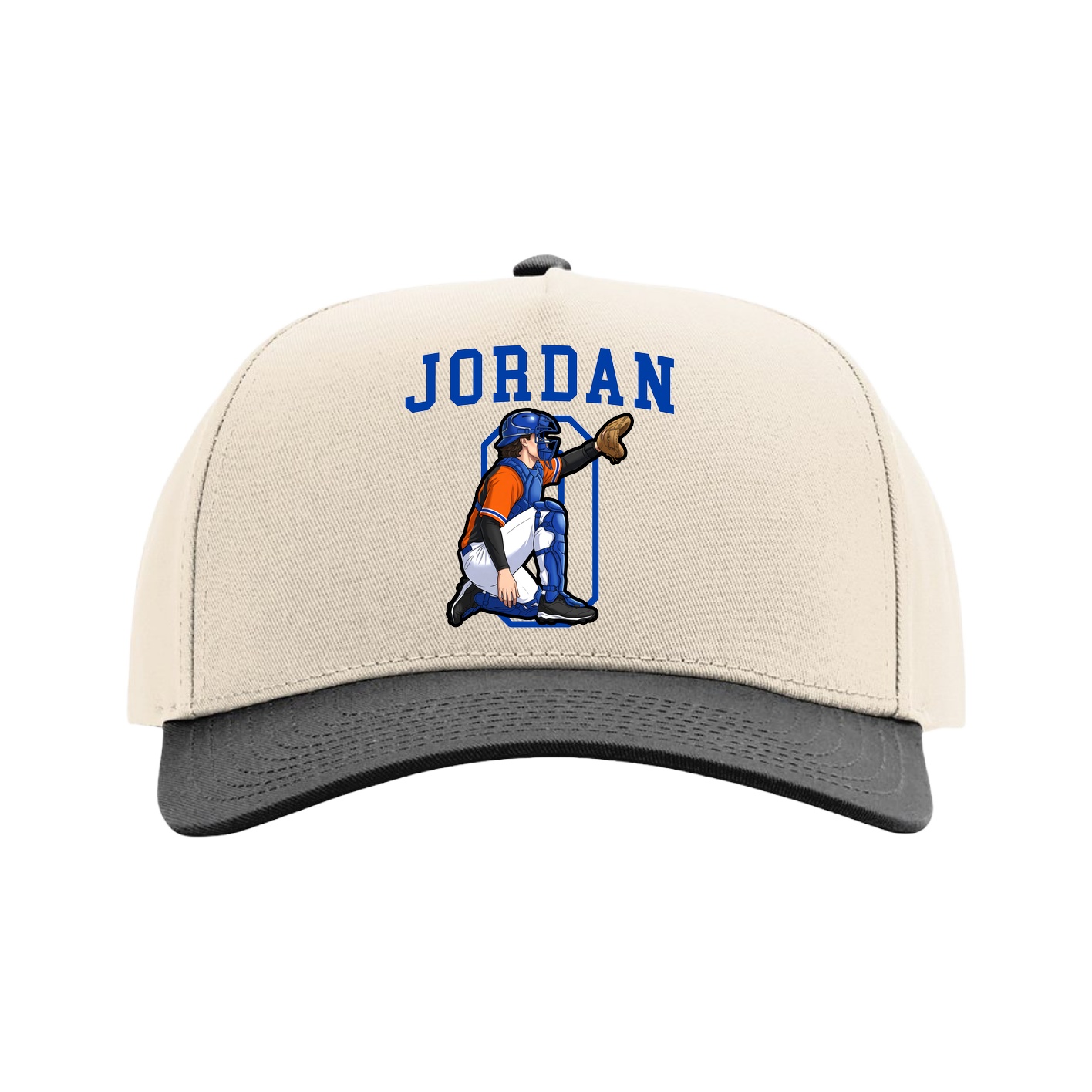 Full Fabric Five-Panel Champ Cap — Shirsey in Cream/Black