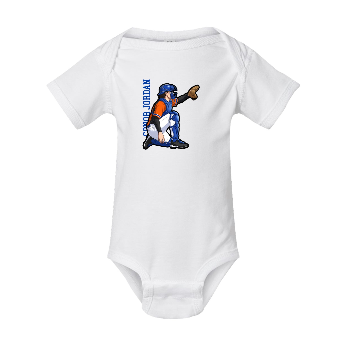Baby Onesie — Name Vertical in White
