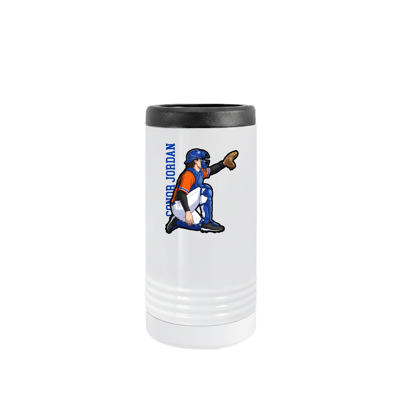 Slim Beverage Holder — Name Vertical in White