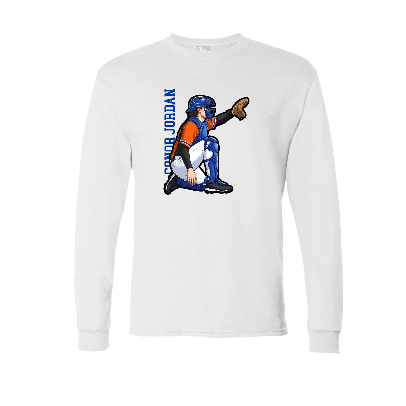Long Sleeve Tee — Name Vertical in White