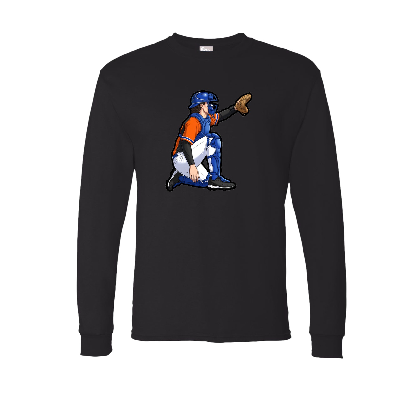 Long Sleeve Tee — Name Vertical in Black