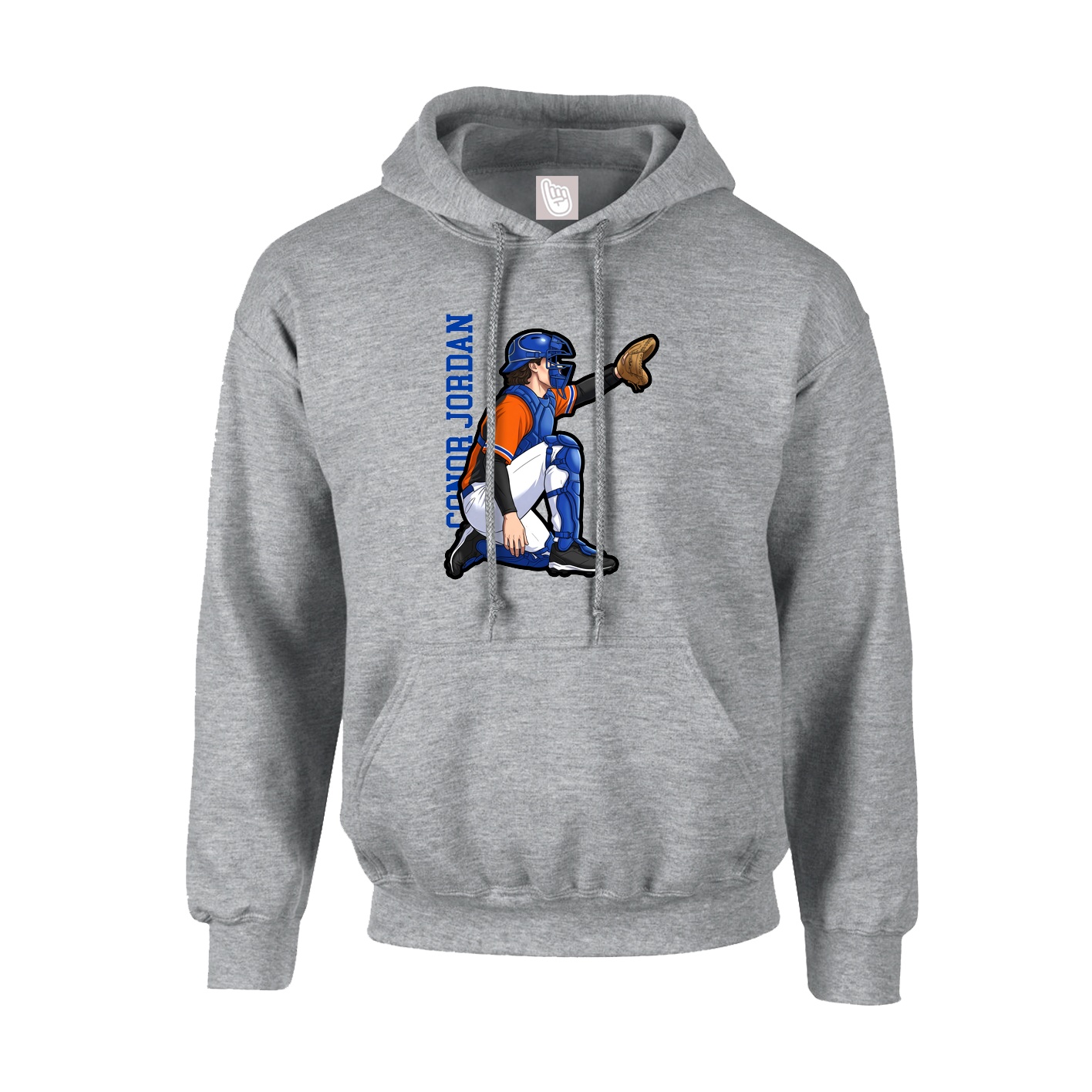 Hoodie — Name Vertical in Grey