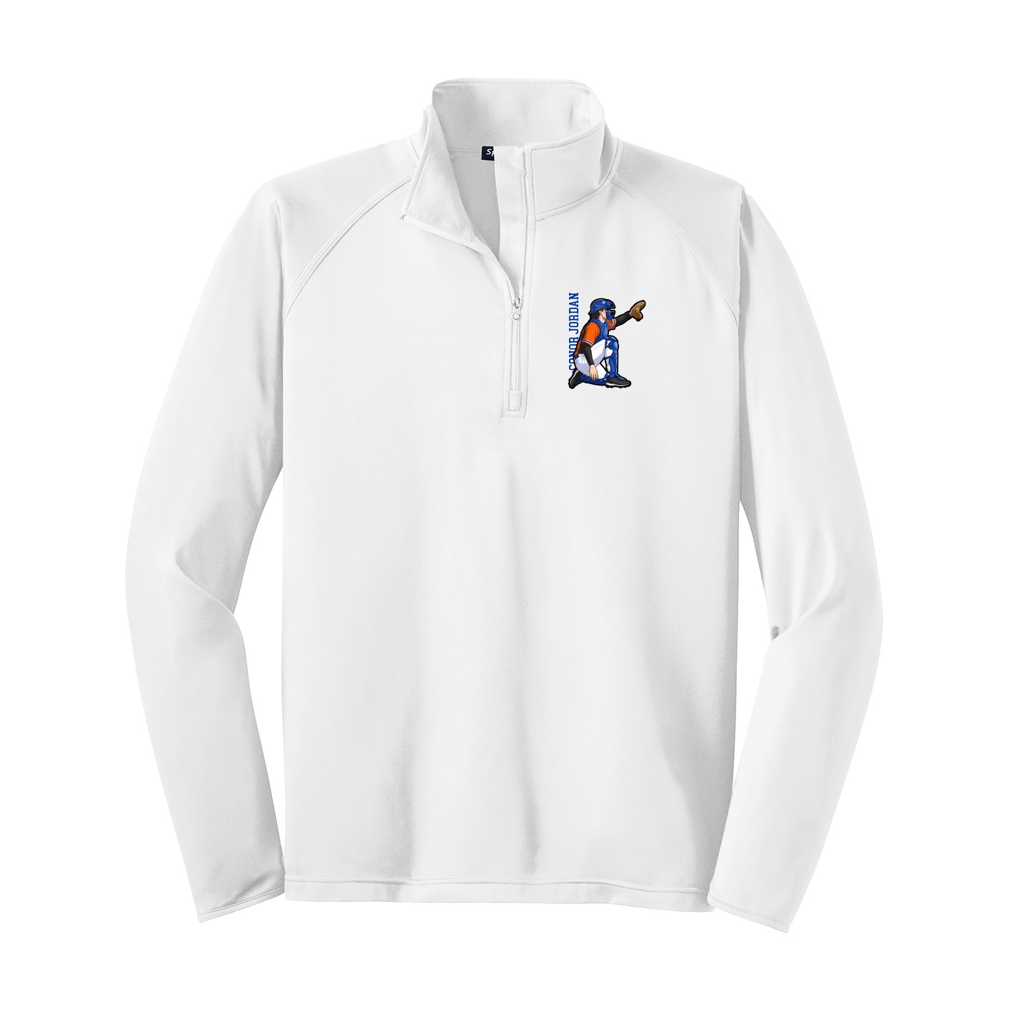 Q-Zip Pullover — Name Vertical in White