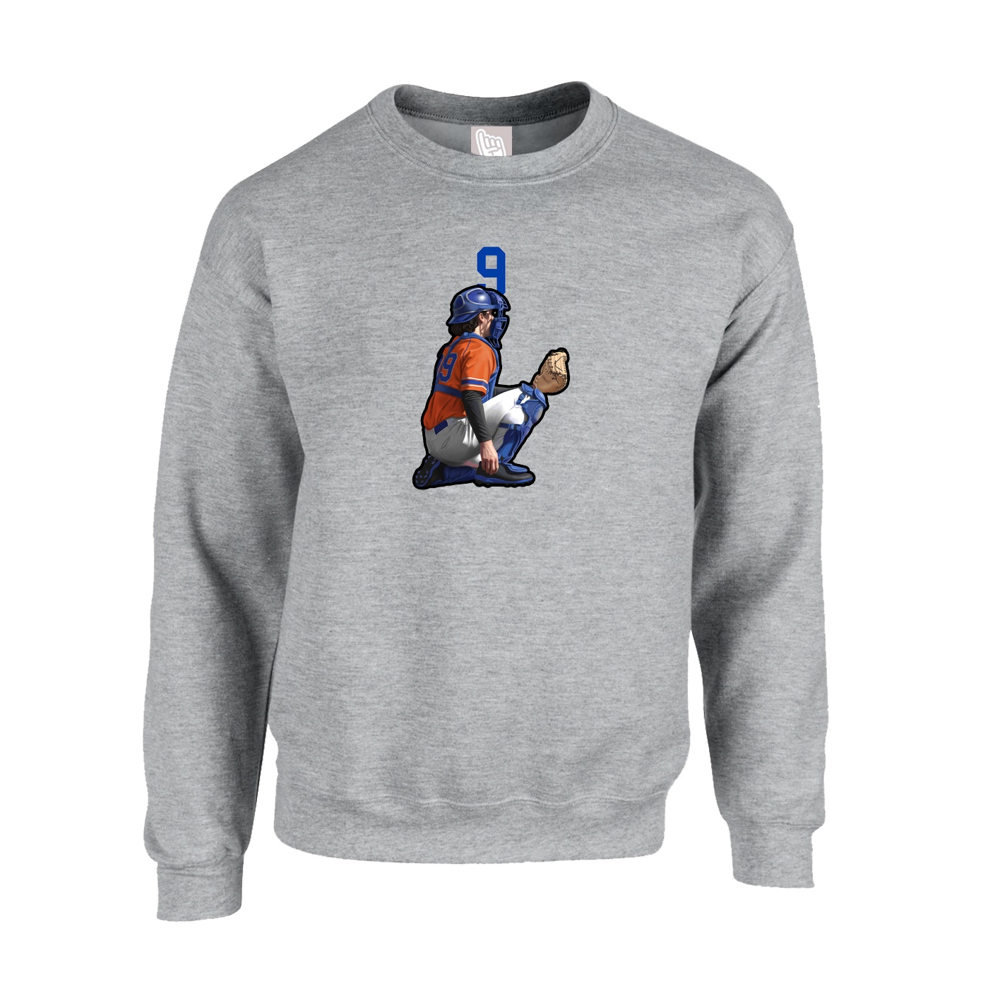 Fleece Crew — Number Top in Grey