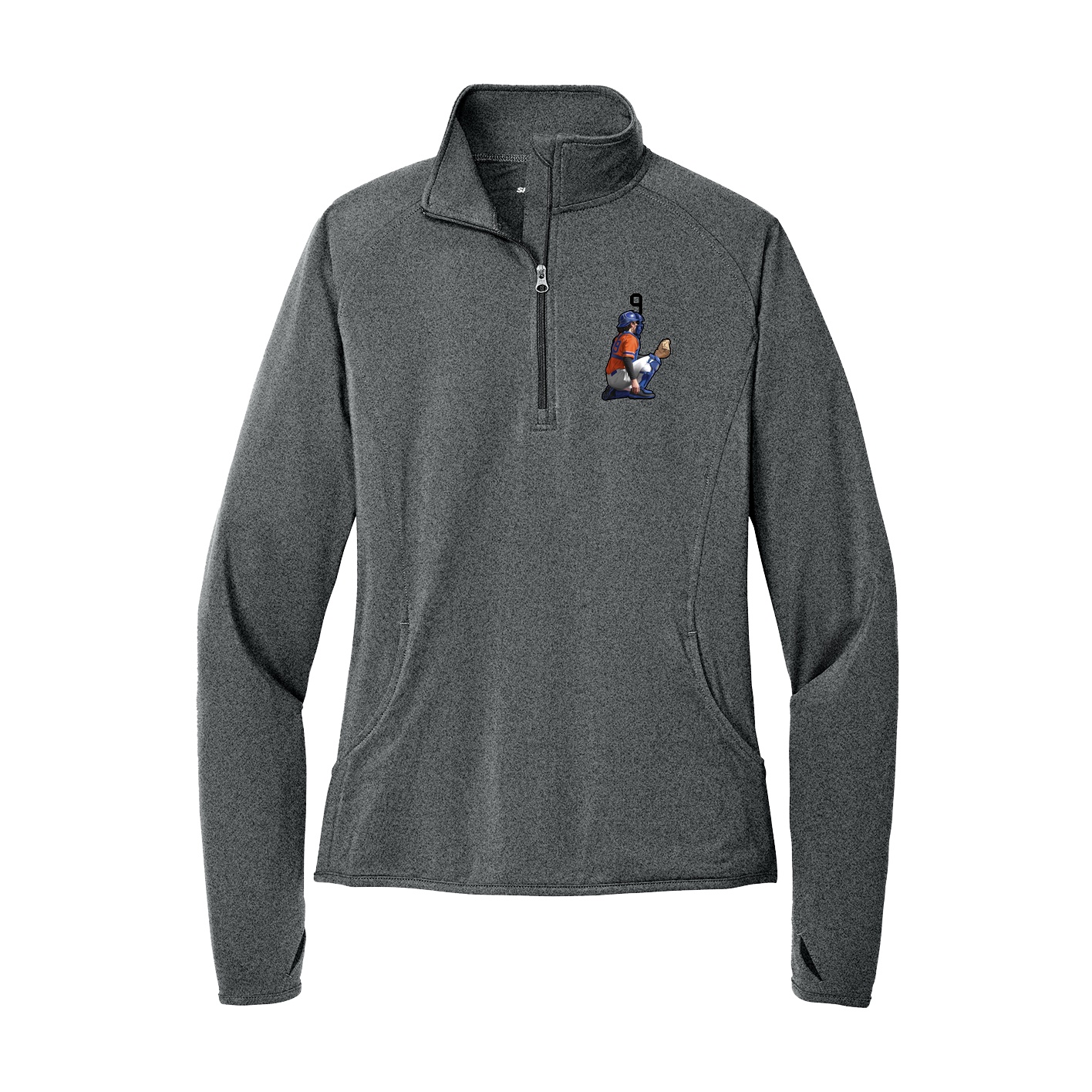Women's Q-Zip Pullover — Number Top in Grey