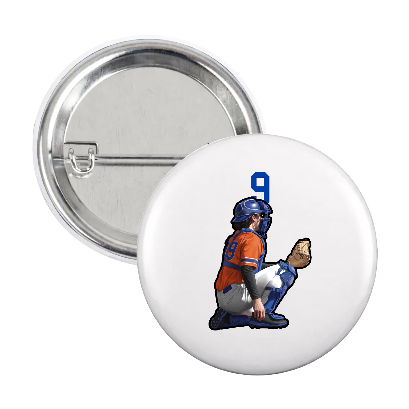 Game Day Button — Number Top in White