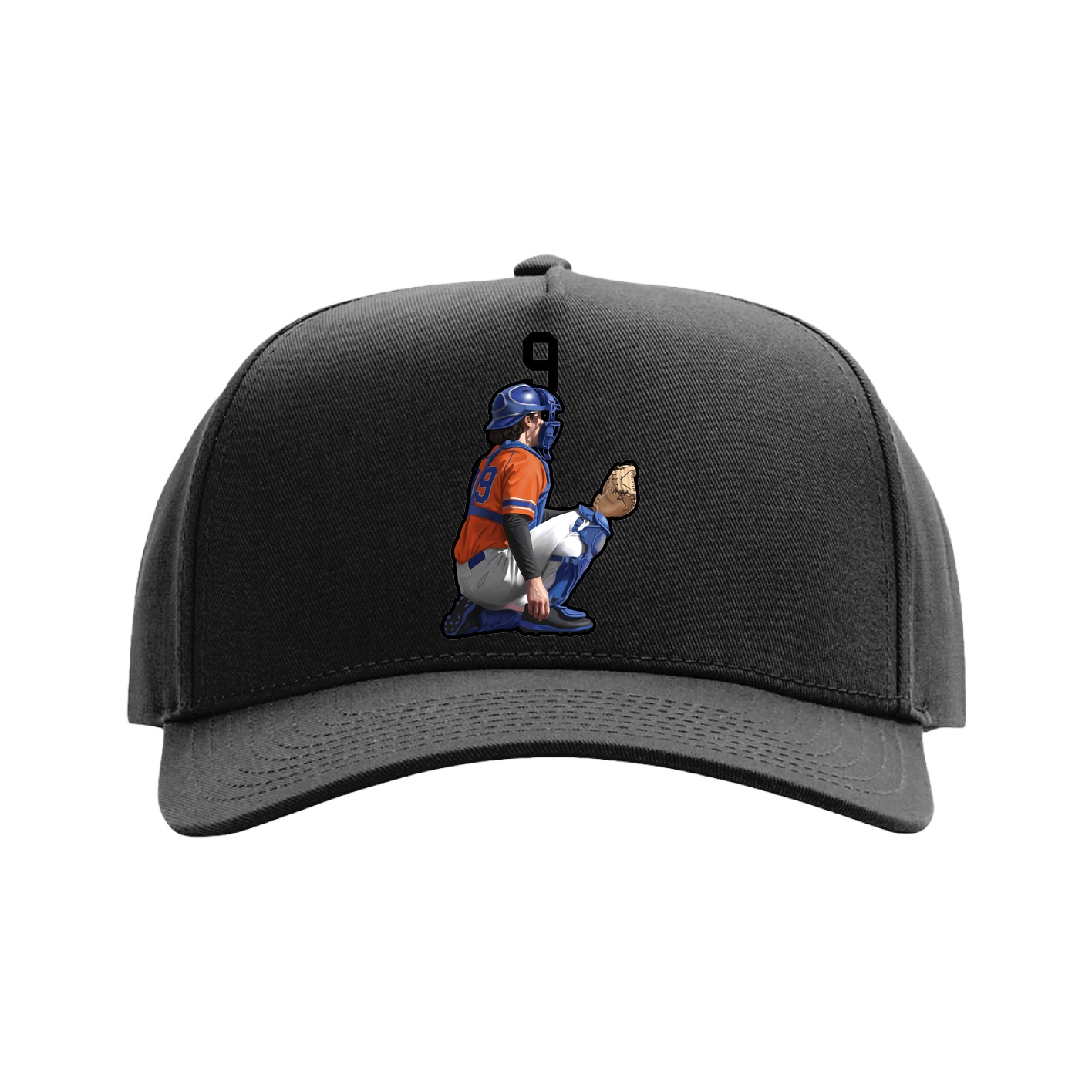 Full Fabric Five-Panel Champ Cap — Number Top in Black