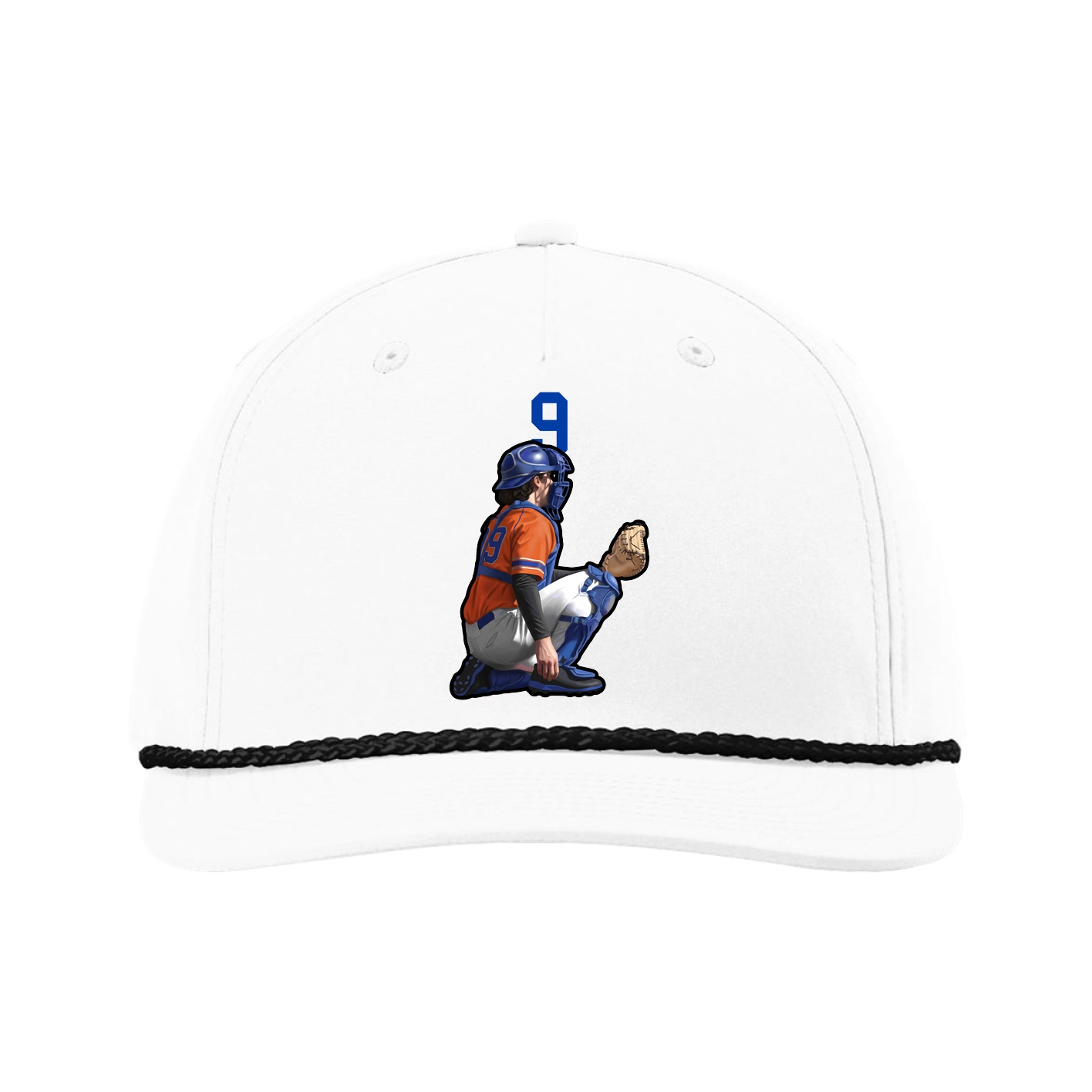 Five-Panel Classic Rope Cap — Number Top in White