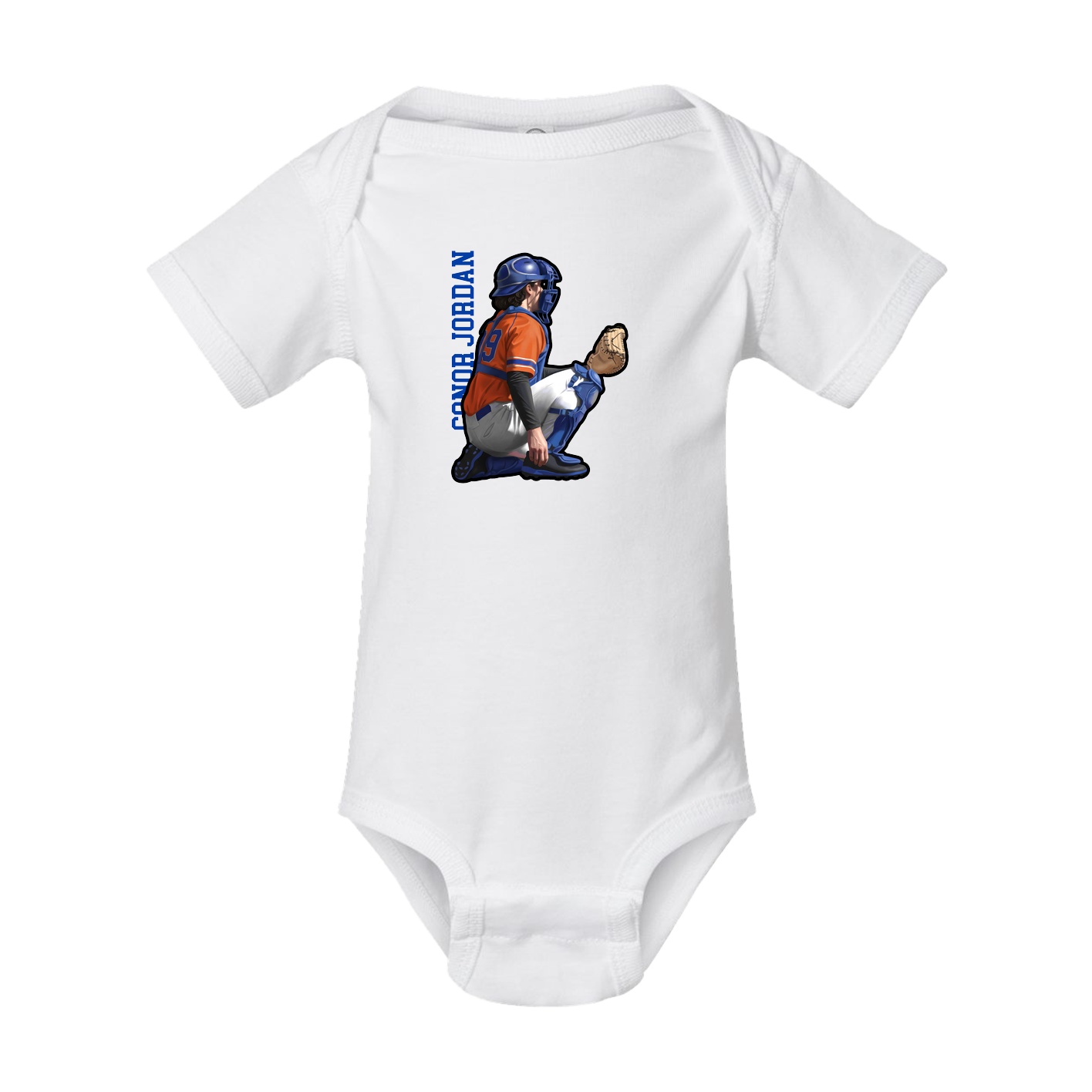 Baby Onesie — Name Vertical in White