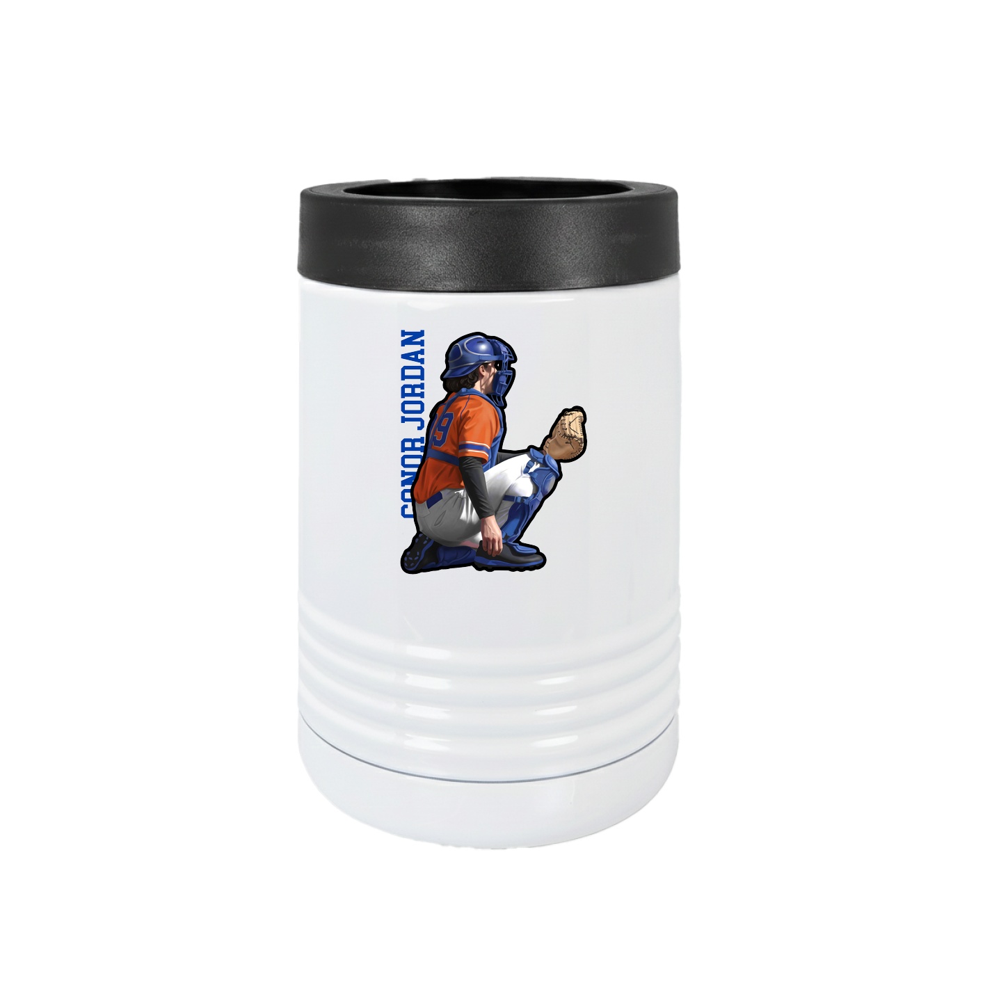 Beverage Holder — Name Vertical in White