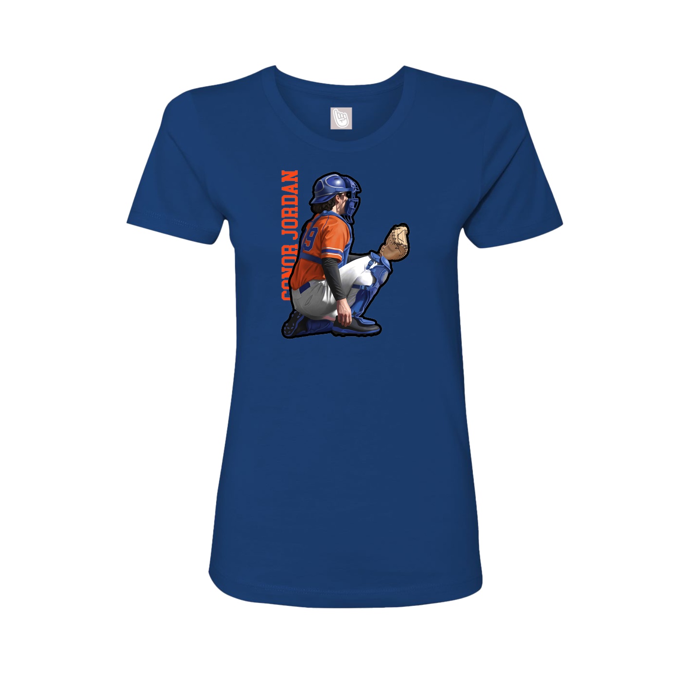 Fitted Women's Tee — Name Vertical in Royal