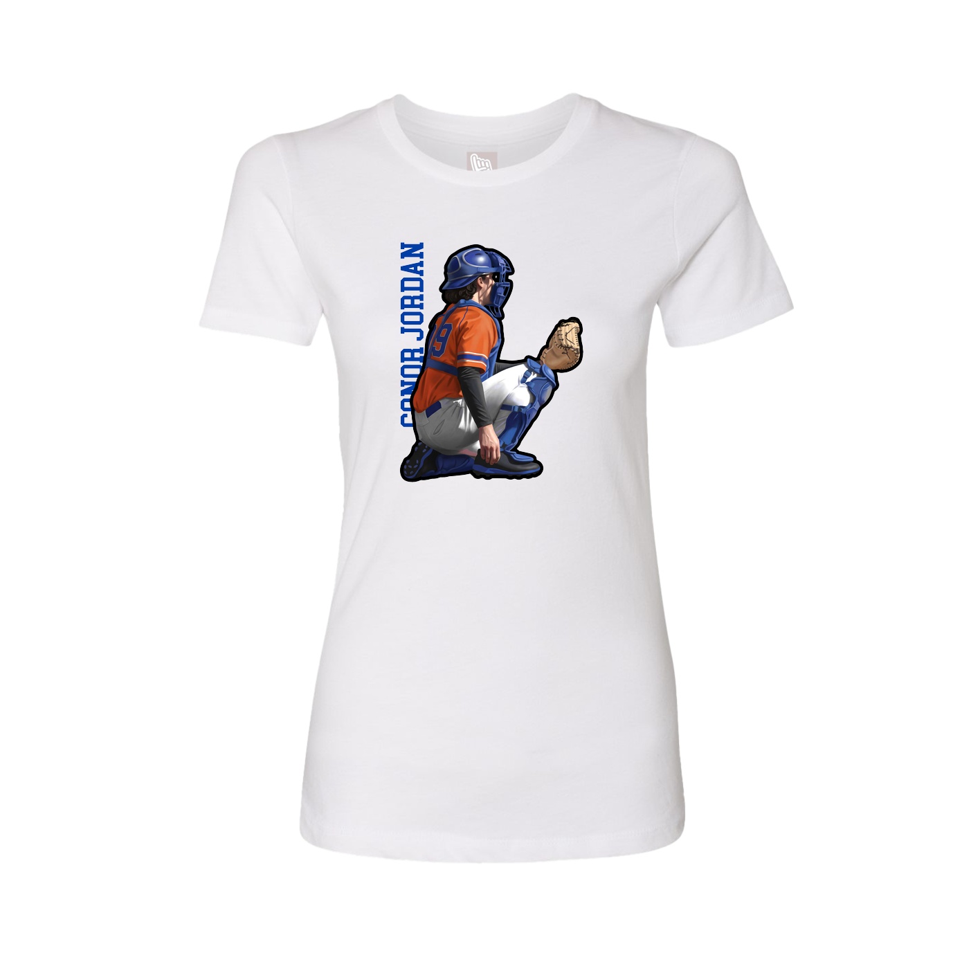 Womens Tee — Name Vertical in White