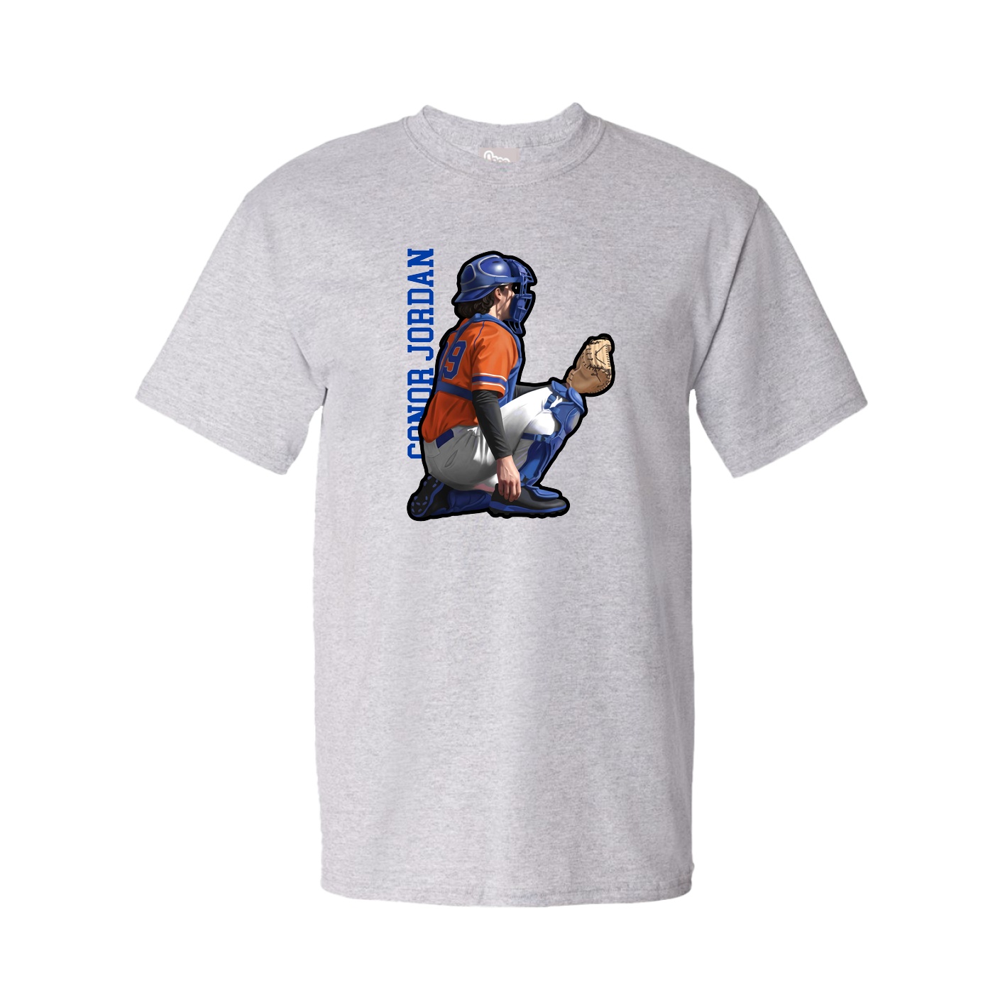 Youth Tee — Name Vertical in Grey