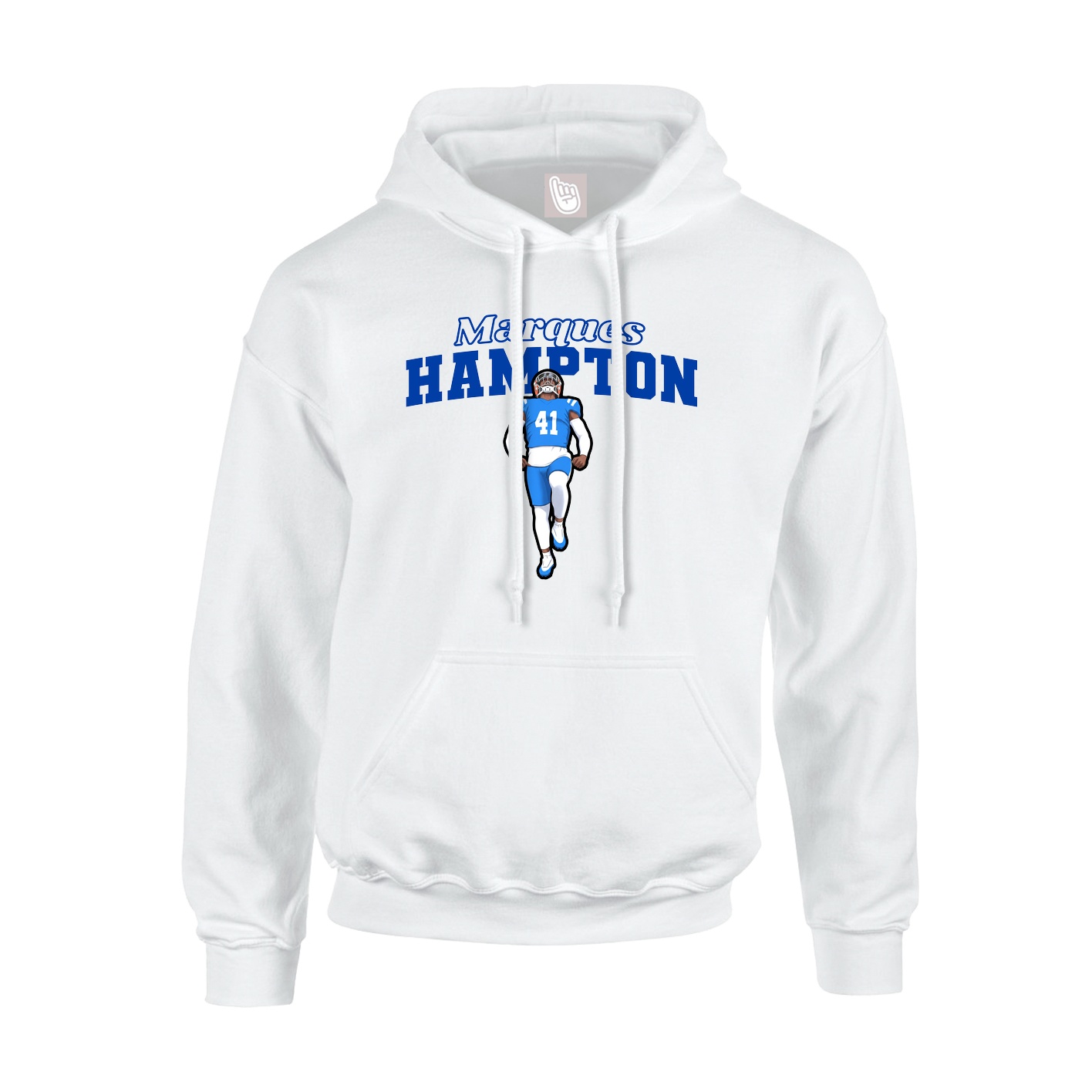 Youth Hoodie — Name Arch in White