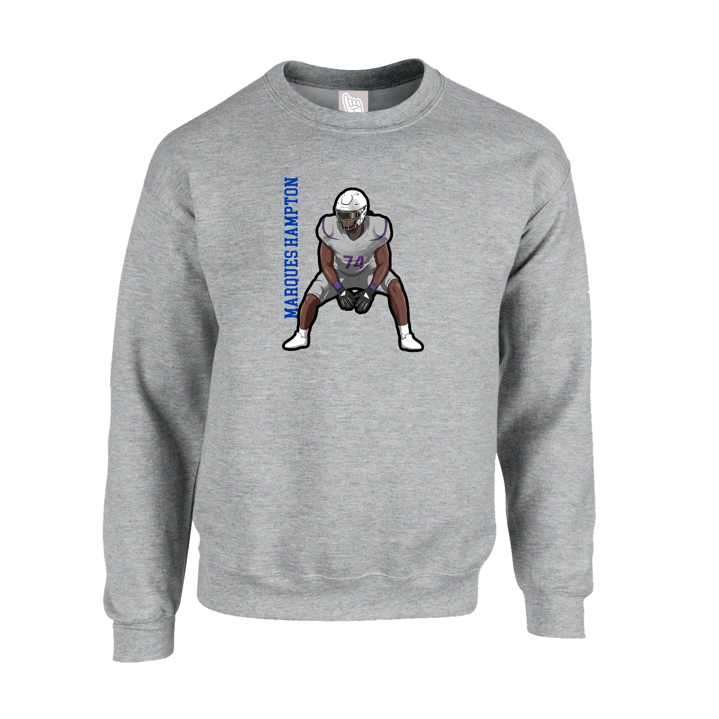 Fleece Crew — Name Vertical in Grey