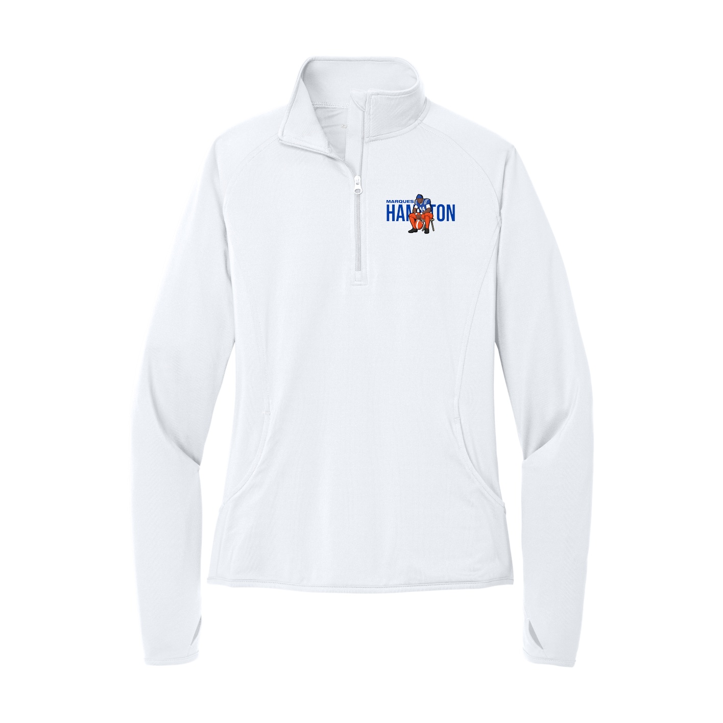 Women's Q-Zip Pullover — Player Name in White