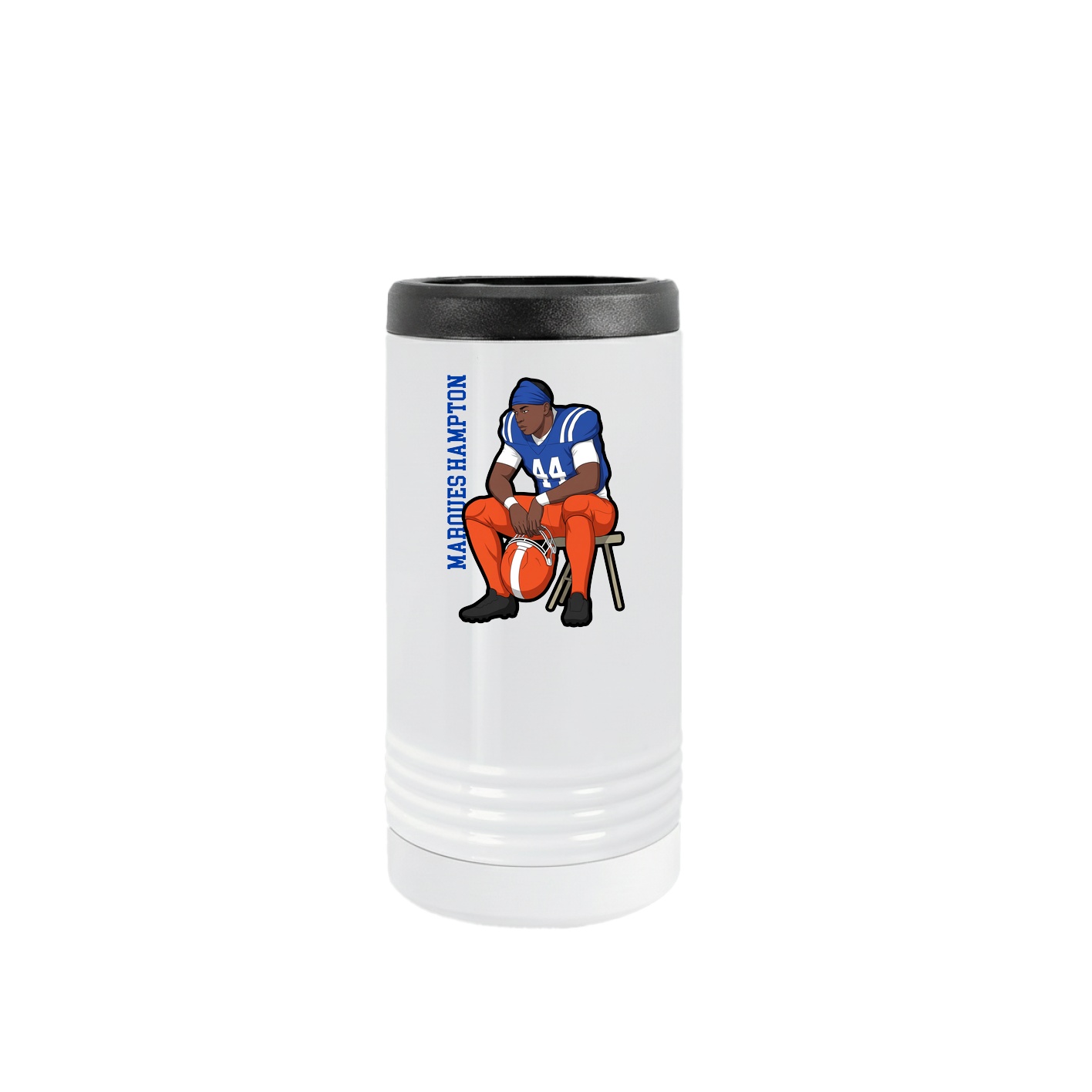 Slim Beverage Holder — Name Vertical in White