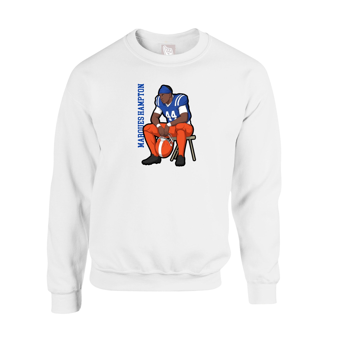 Fleece Crew — Name Vertical in White