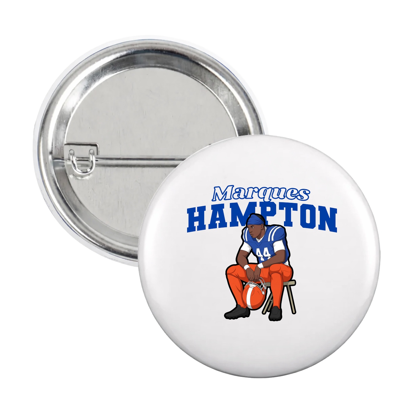 Game Day Button — Name Arch in White