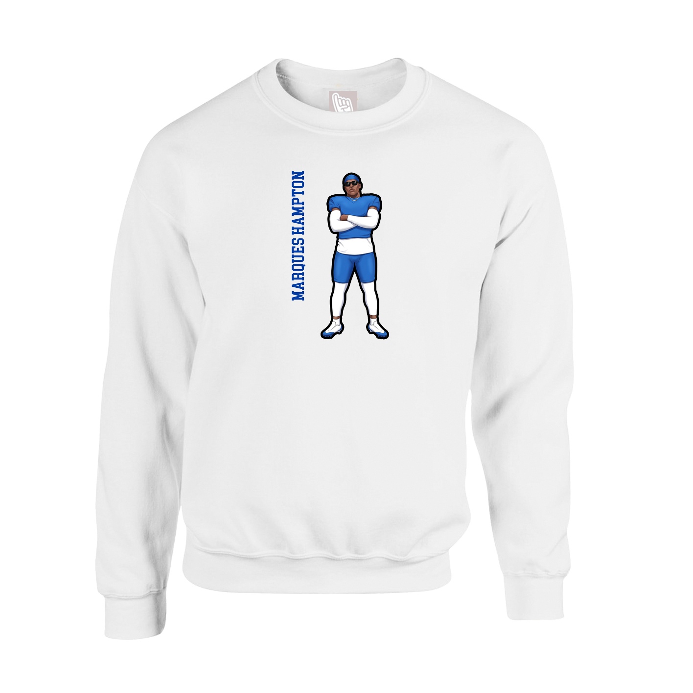 Fleece Crew — Name Vertical in White