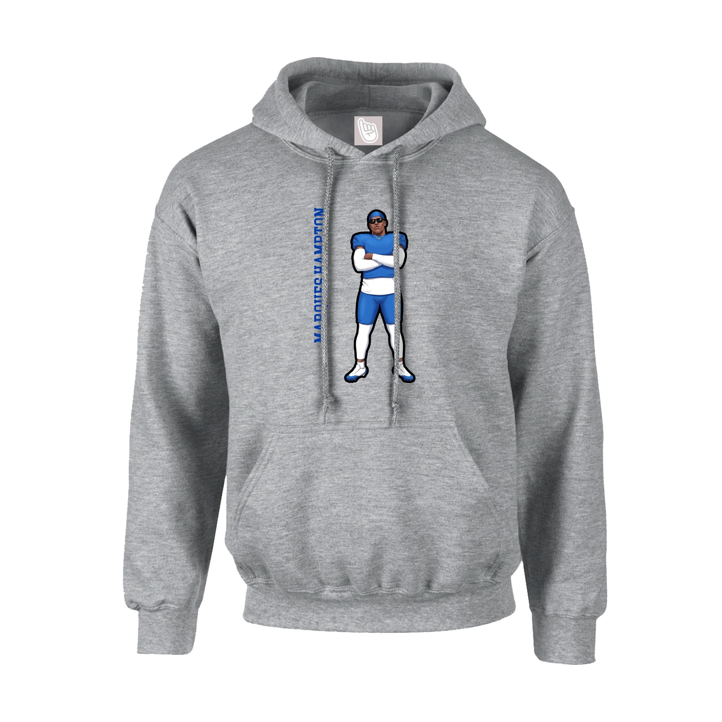 Youth Hoodie — Name Vertical in Grey