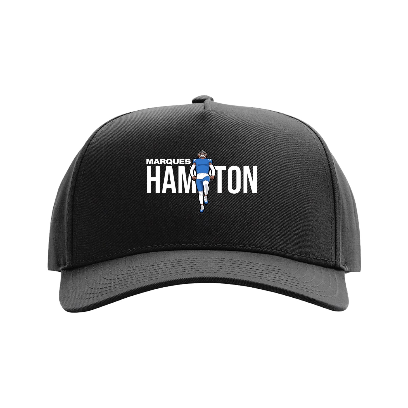 Full Fabric Five-Panel Champ Cap — Player Name in Black
