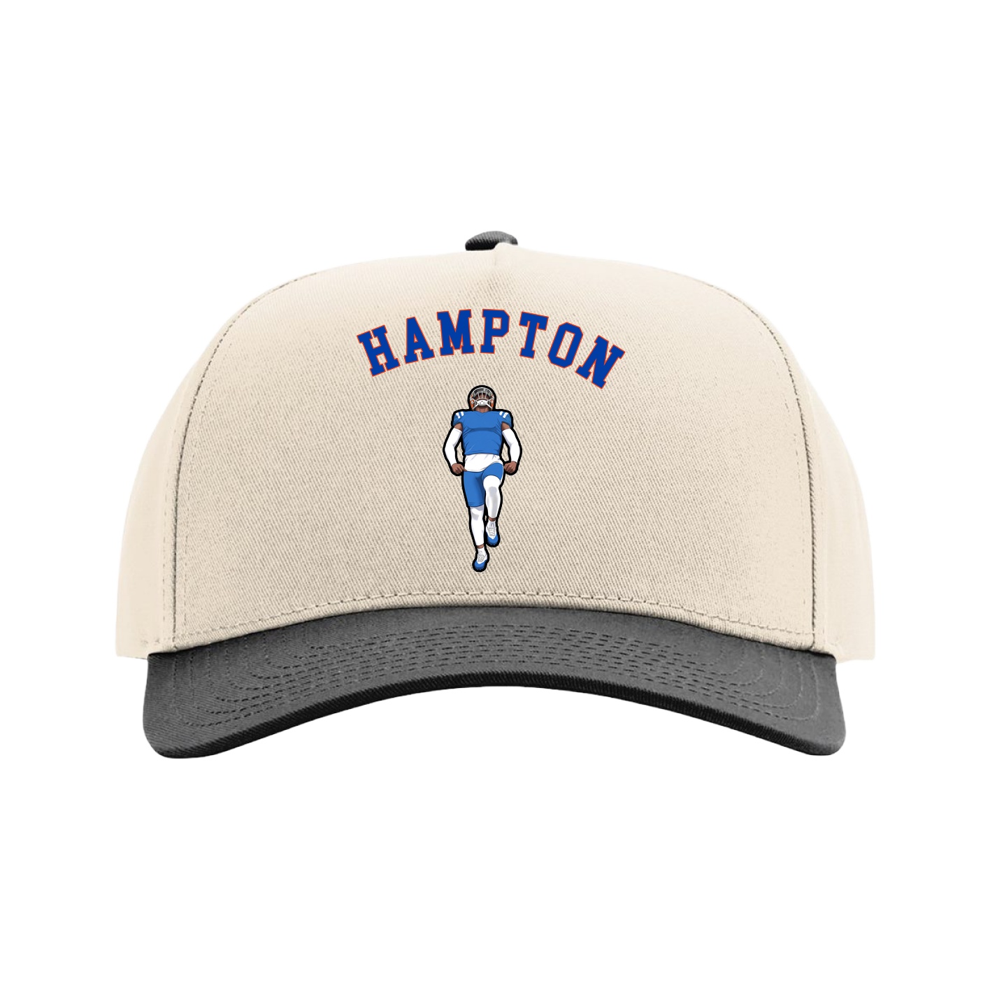Full Fabric Five-Panel Champ Cap — Shirsey Arch in Cream/Black