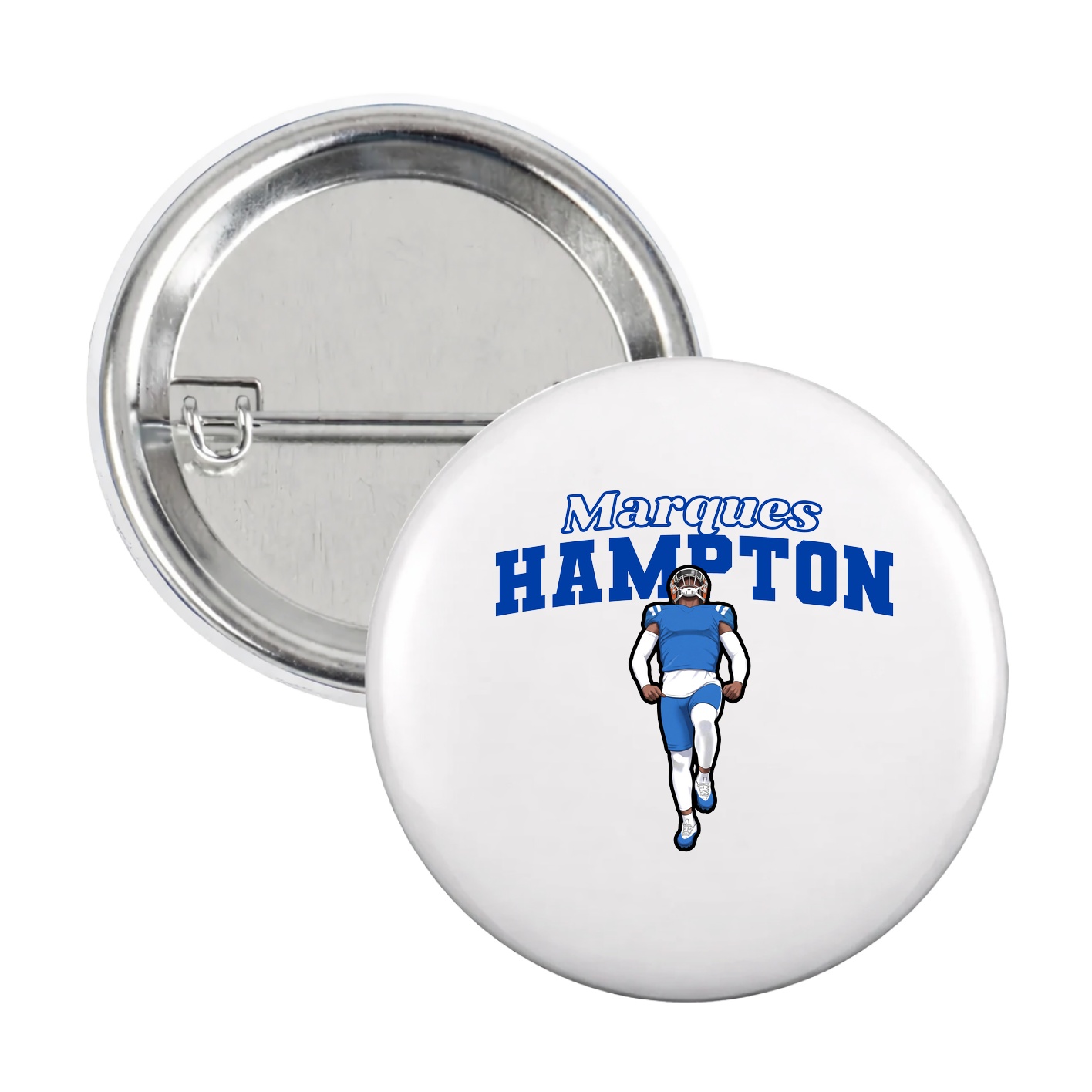 Game Day Button — Name Arch in White