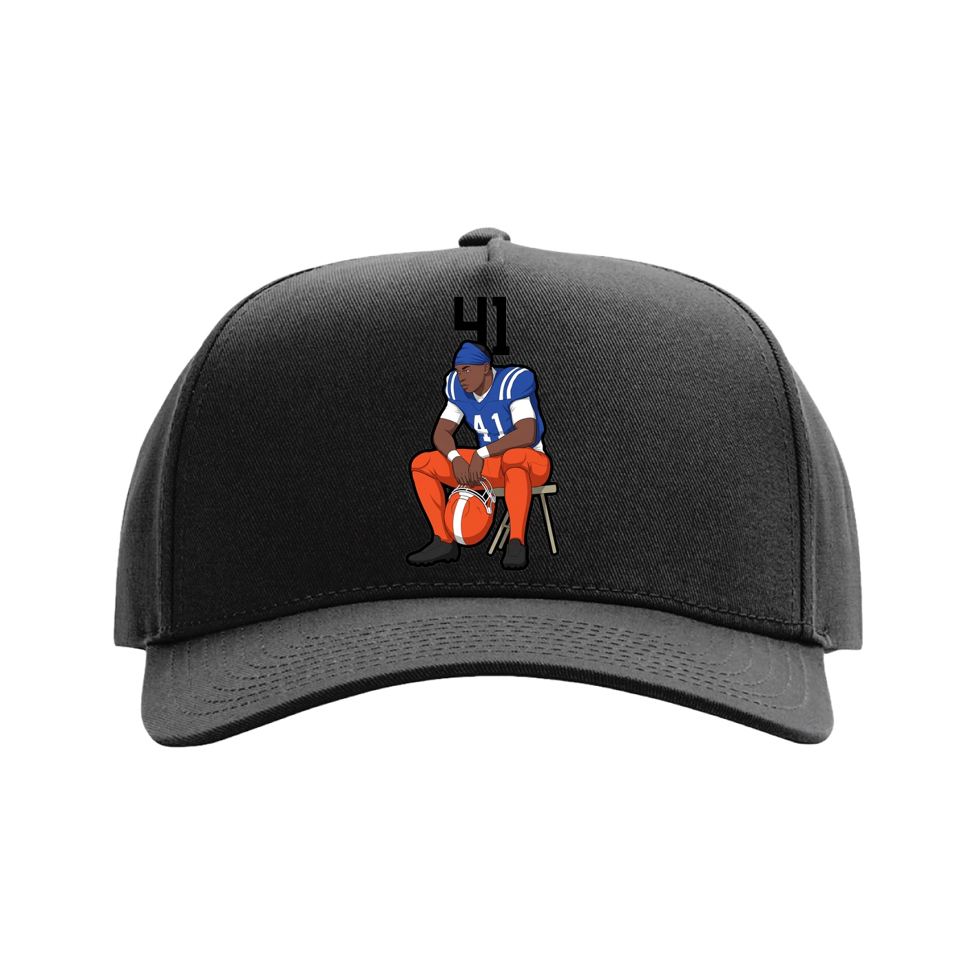 Full Fabric Five-Panel Champ Cap — Number Top in Black