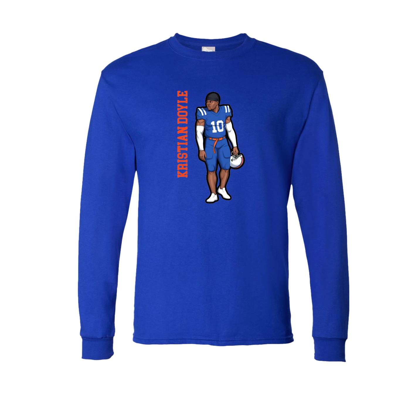 Long Sleeve Tee — Name Vertical in Royal