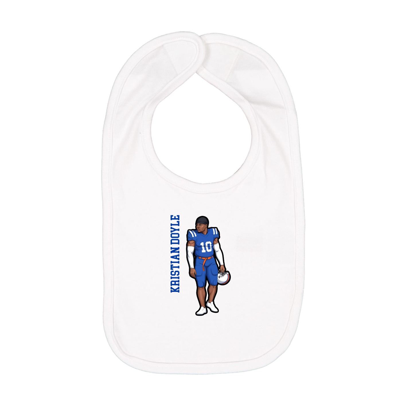 Infant Bib — Name Vertical in White