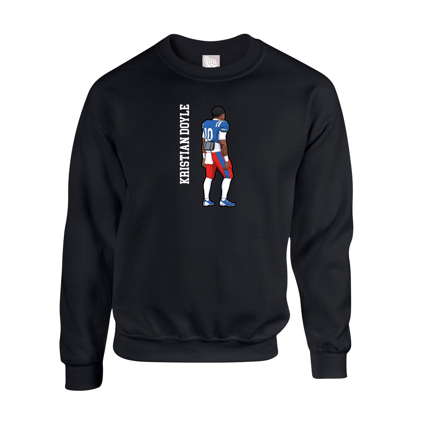 Fleece Crew — Name Vertical in Black