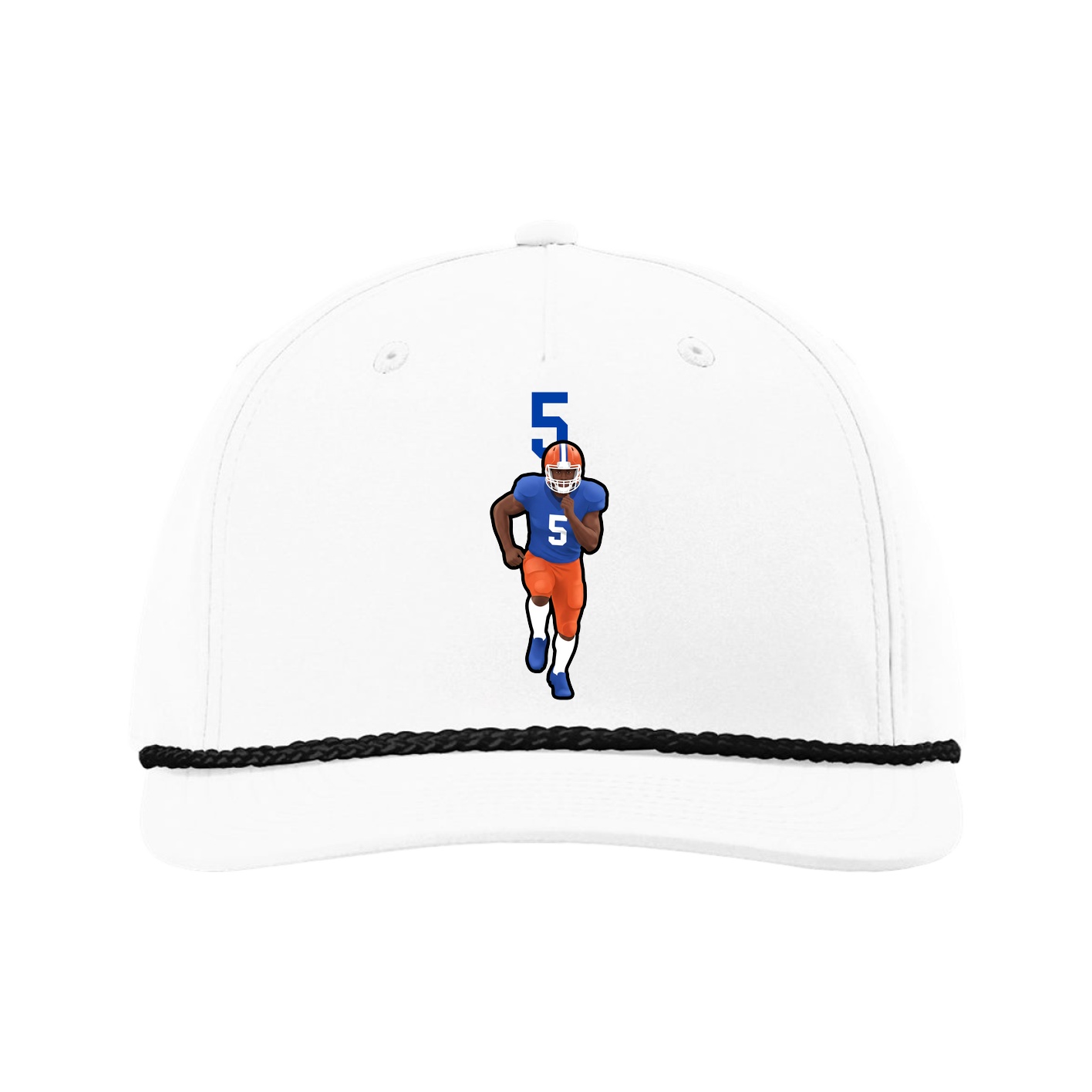 Five-Panel Classic Rope Cap — Number Top in White
