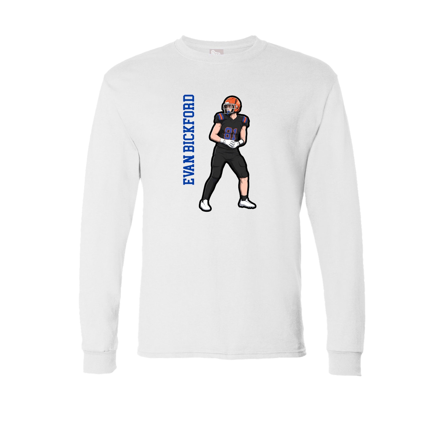Long Sleeve Tee — Name Vertical in White