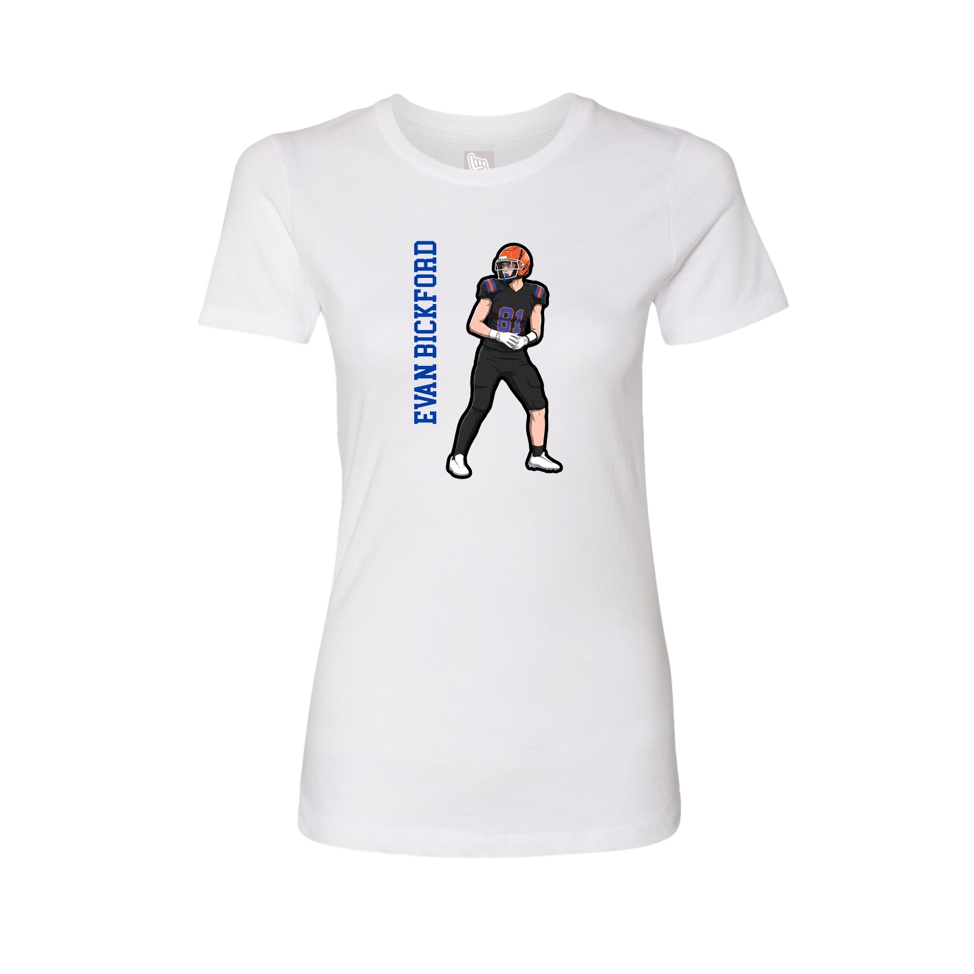Fitted Women's Tee — Name Vertical in White
