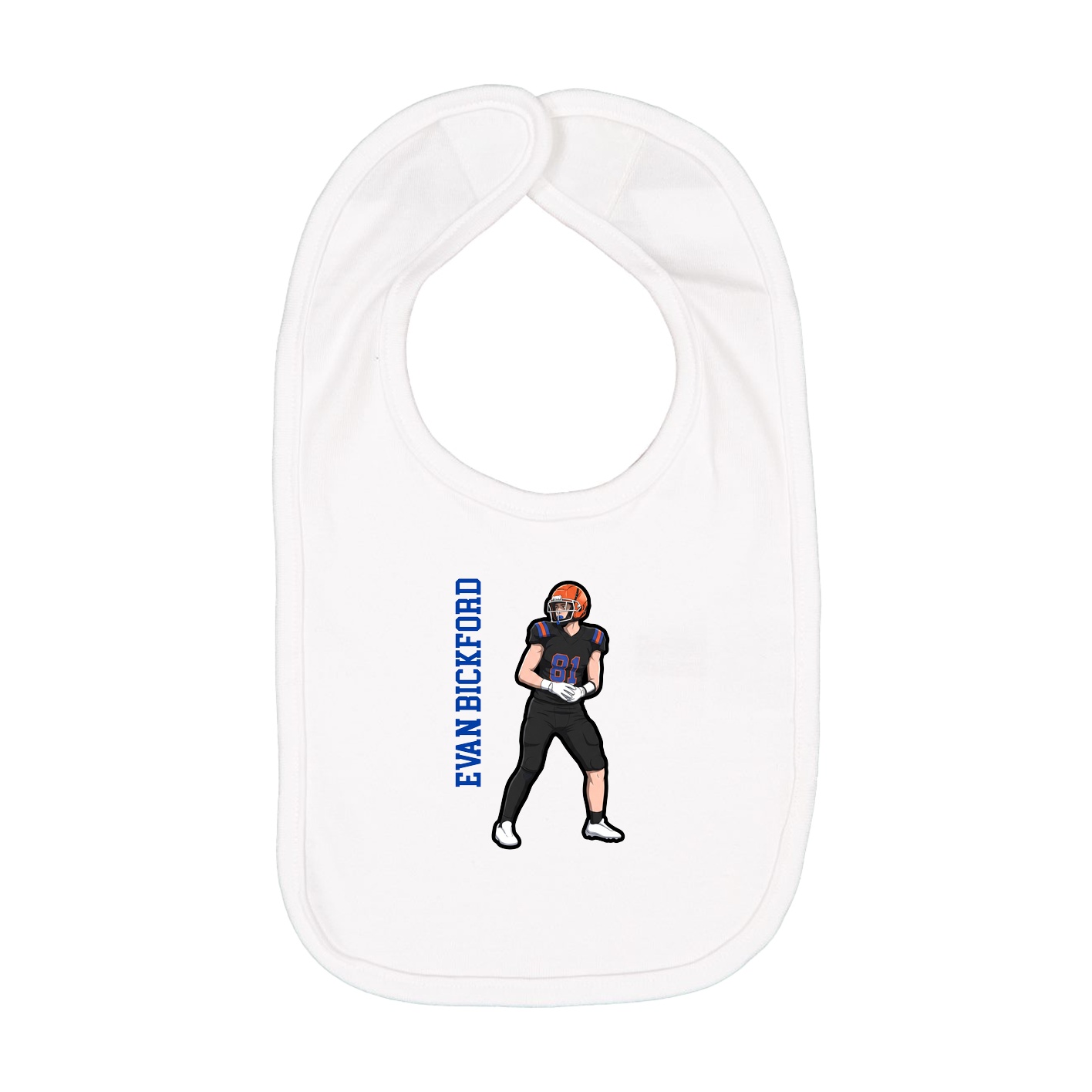 Infant Bib — Name Vertical in White