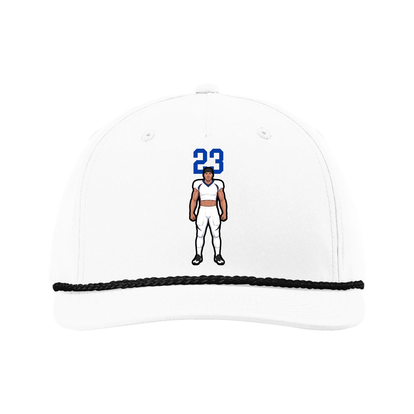 Five-Panel Classic Rope Cap — Number Top in White