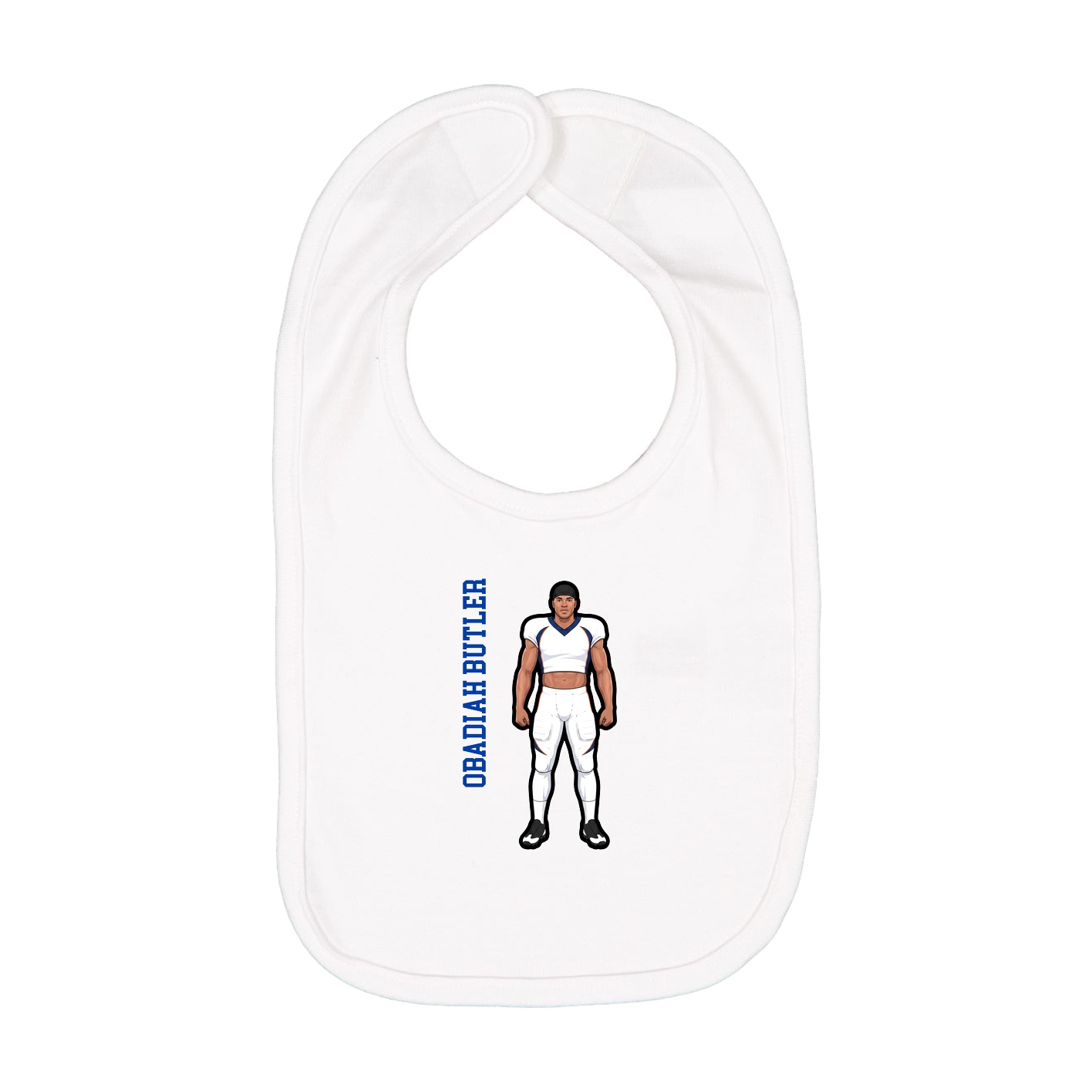 Infant Bib — Name Vertical in White
