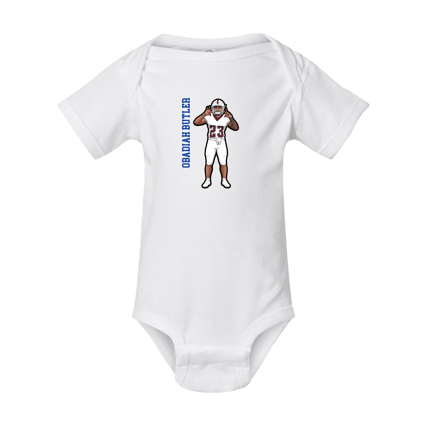 Baby Onesie — Name Vertical in White