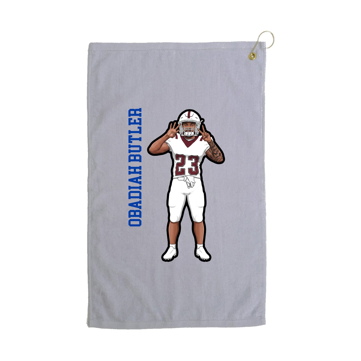 Golf Towel — Name Vertical in Grey