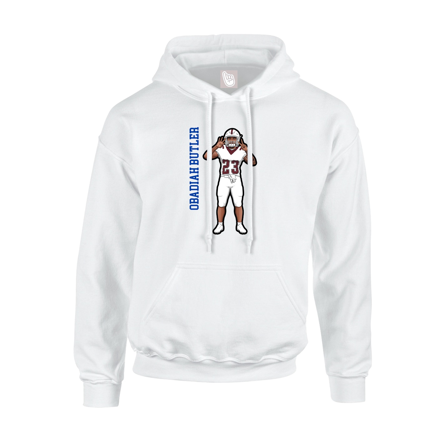 Youth Hoodie — Name Vertical in White