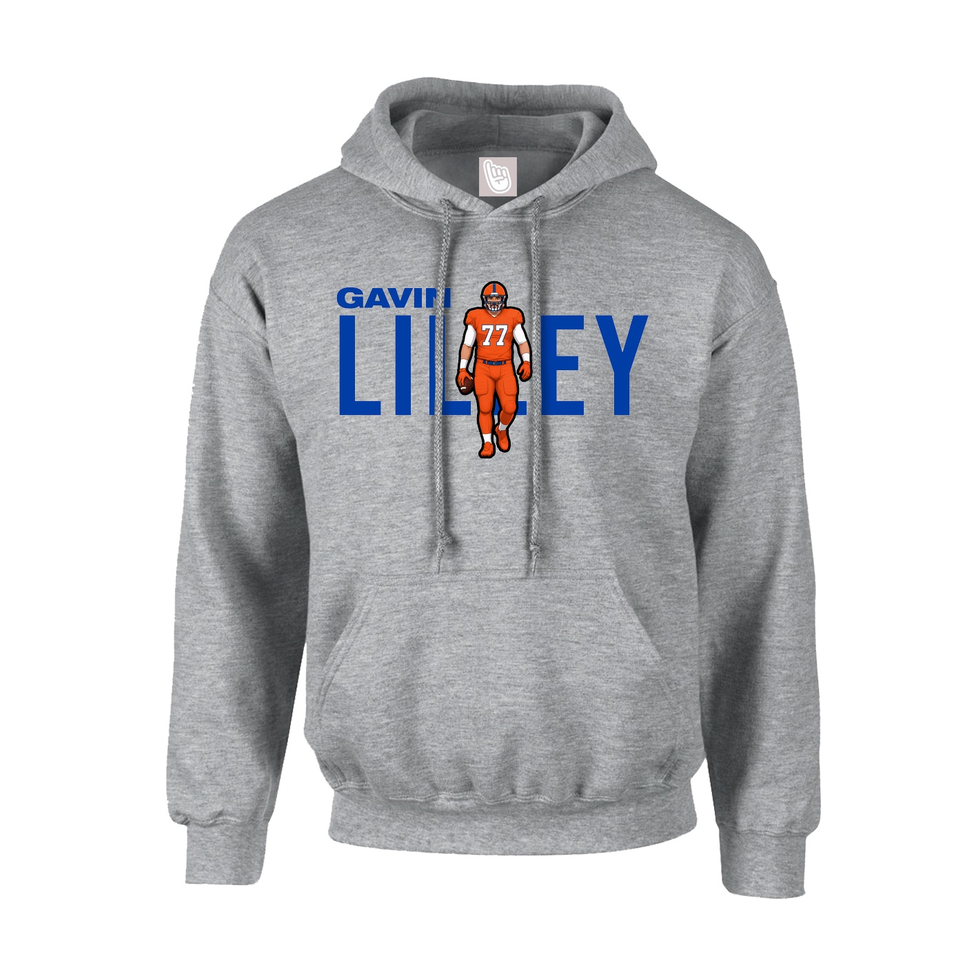Hoodie — Player Name in Grey