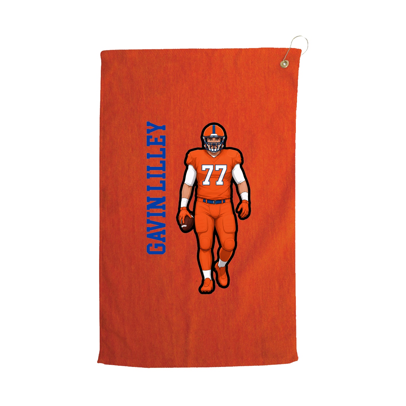 Golf Towel — Name Vertical in Orange