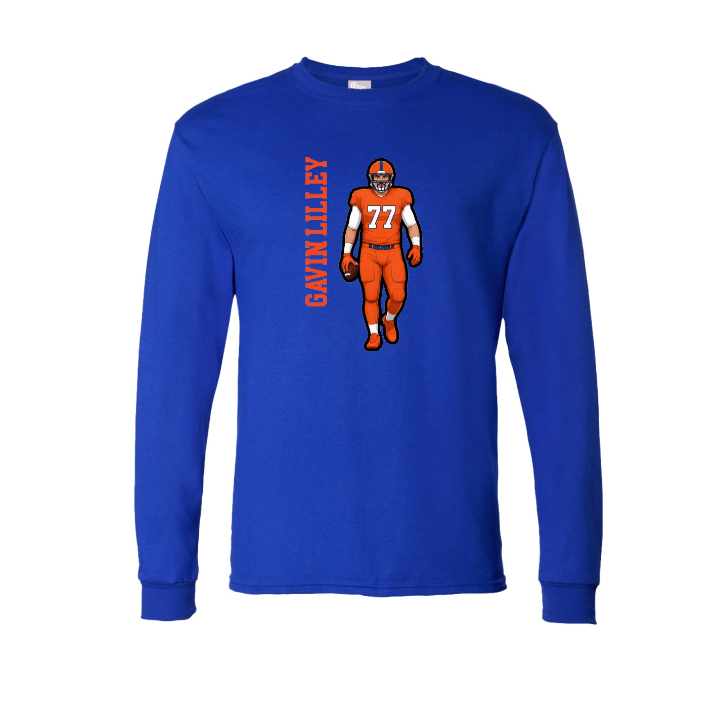 Long Sleeve Tee — Name Vertical in Royal